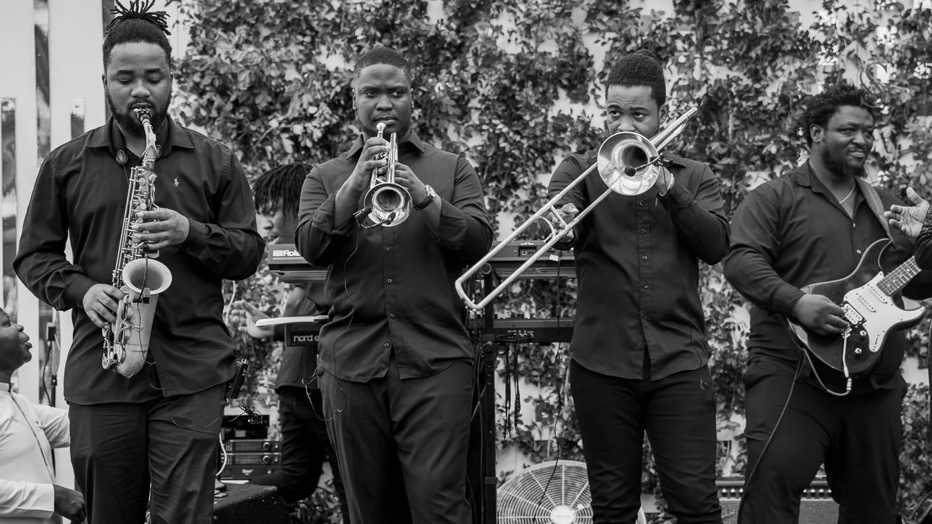 Live band performing at a celebration photographed by Selasie Visual Studio in Accra, Ghana